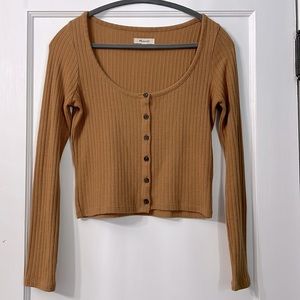 Madewell Ribbed Cropped Cardigan, Small